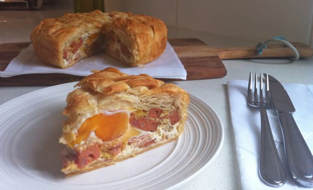 chorizo bacon and egg pie sliced1