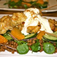 Cumin-spiced Chicken Skewers w Orange and Lentil Salad